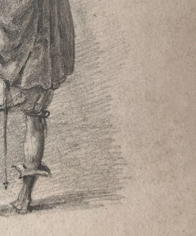 Antique Drawing Original Military Man Portrait 19th century - 6