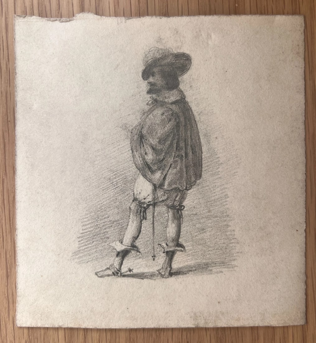 Antique Drawing Original Military Man Portrait 19th century - 7