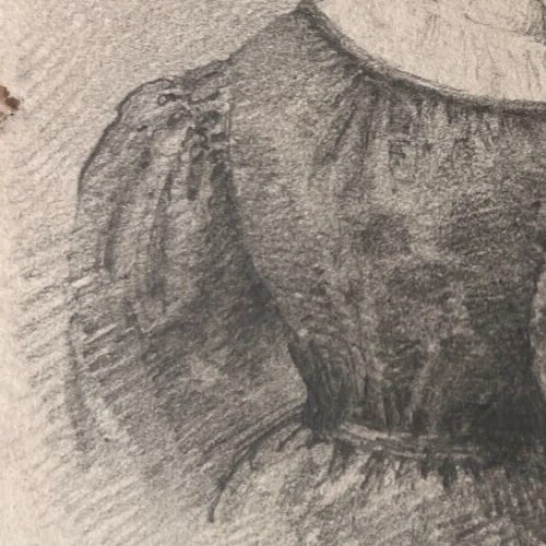 Antique Drawing Original Woman, Portrait, Hat 19th century - 5