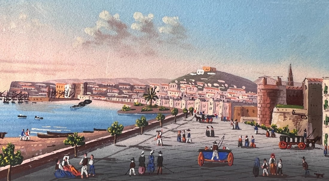 Antique Original Drawing Italian, Napoli Landscape Cityview: Title: Antique Original Drawing Italian, Napoli Landscape CityviewDescription: Gouache on paper 6.5 x 11 cm Reserve: $100.00 Shipping:Domestic: Flat-rate of $25.00 to anywhere within the
