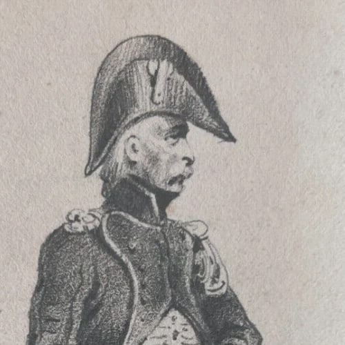 Antique Original Drawing Military Man Portrait 19th century - 4