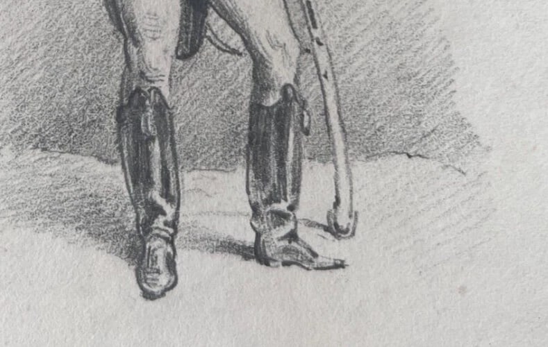 Antique Original Drawing Military Man Portrait 19th century - 6