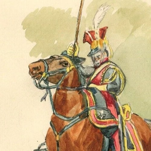 Vintage Original Drawing Illustration Knight Horse, Man signed - 4