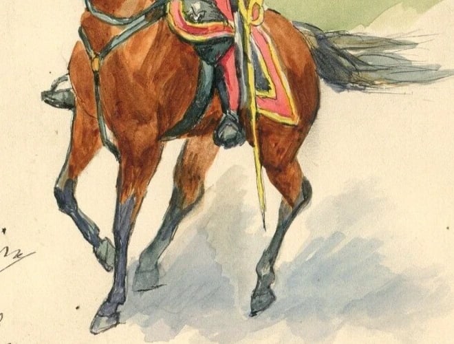 Vintage Original Drawing Illustration Knight Horse, Man signed - 6