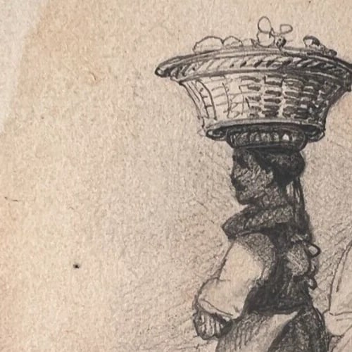 19th century - Italian Women Portrait Drawing -Antique Original - 4