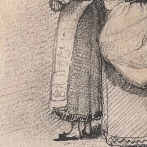 19th century - Italian Women Portrait Drawing -Antique Original - 7