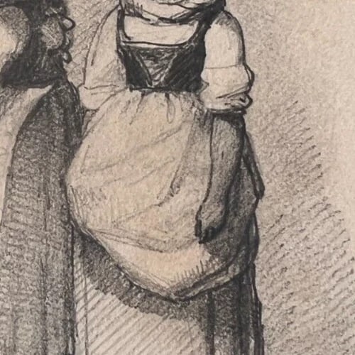 19th century - Italian Women Portrait Drawing -Antique Original - 8