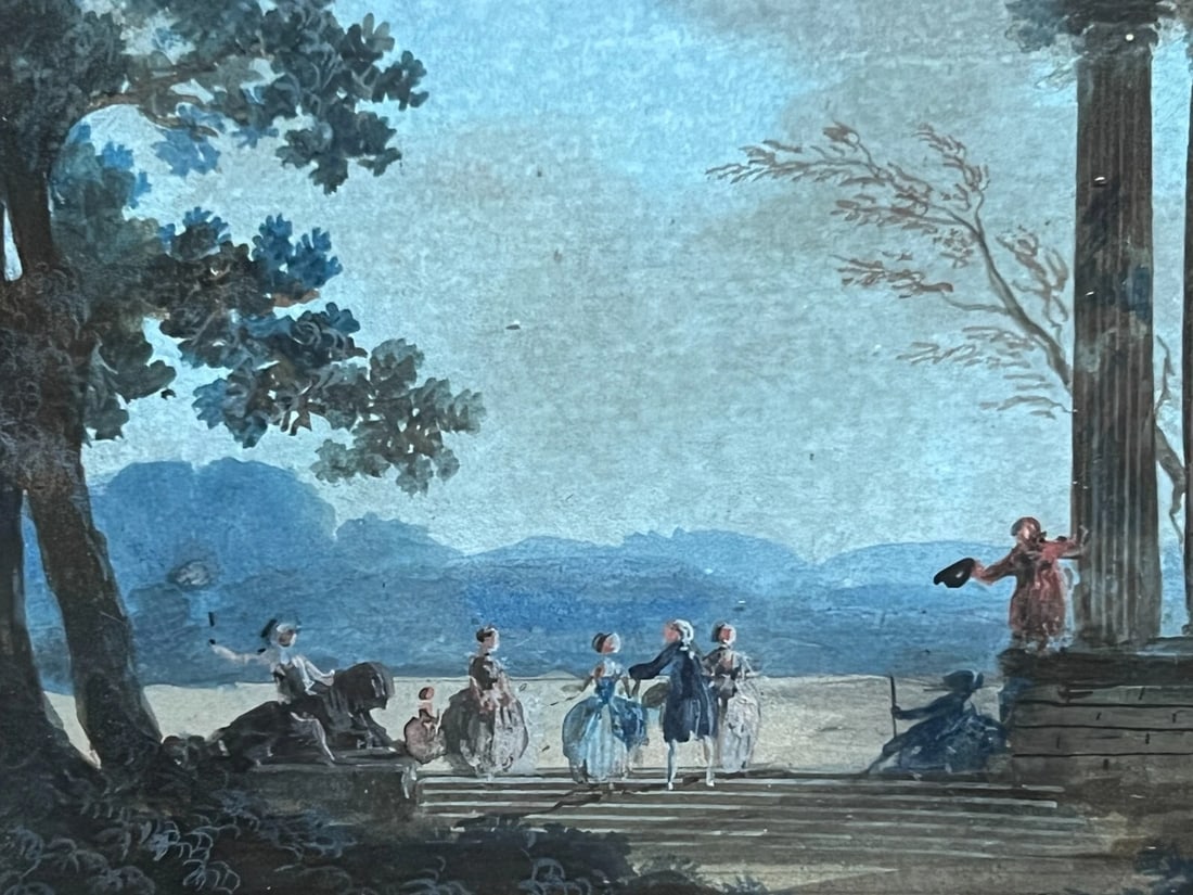 Antique Drawing Original People, Horse, Landscape, Architecture: Title: Antique Drawing Original People, Horse, Landscape, Architecture Description: Watercolor on paper 11 x 14 cm / 4.33 x 5.51 inches Reserve: $600.00 Shipping: Domestic: Flat-rate of $25.00 to anyw