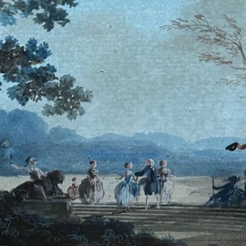 Antique Drawing Original People, Horse, Landscape, Architecture - 4