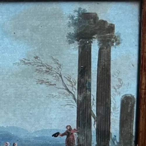 Antique Drawing Original People, Horse, Landscape, Architecture - 6