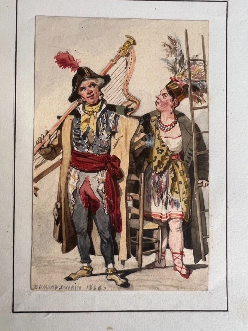 19th century - People Portrait, Musicians, Artists - Drawing Antique Original - 5