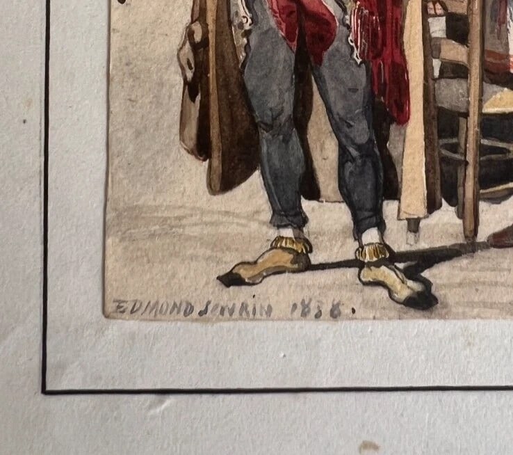 19th century - People Portrait, Musicians, Artists - Drawing Antique Original - 6