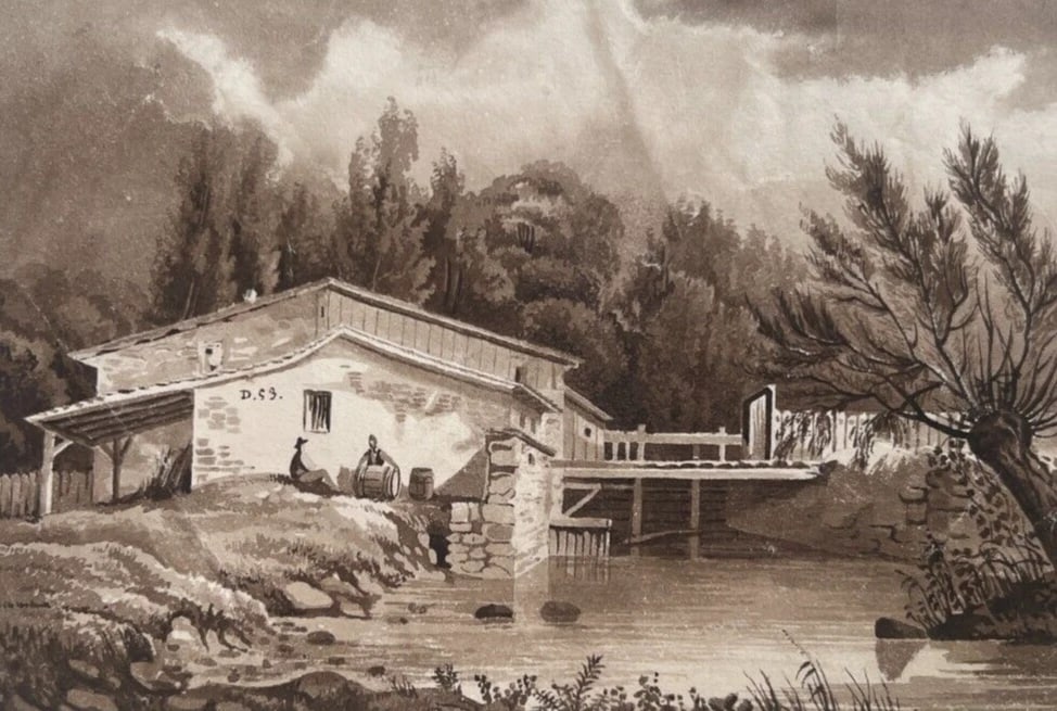 19th century - Landscape, House People, Forest, Trees - Drawing Antique Original: Title: 19th century - Landscape, House People, Forest, Trees - Drawing Antique Original Description: Pencil on paper 12.5 x 18 cm laminated on paper, folds Reserve: $100.00 Shipping: Domestic: Flat-ra