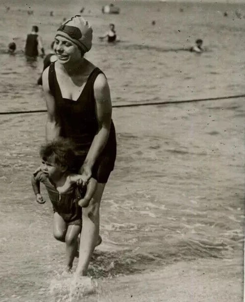 Vintage Photography Original Mother and Son at the Beach - 3