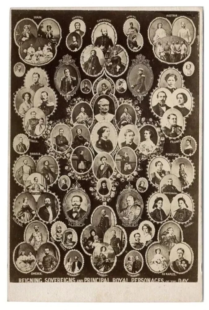 Antique CDV Photographs Royal Court, Mosaics, King, Queen, Royalty 1870 - 6