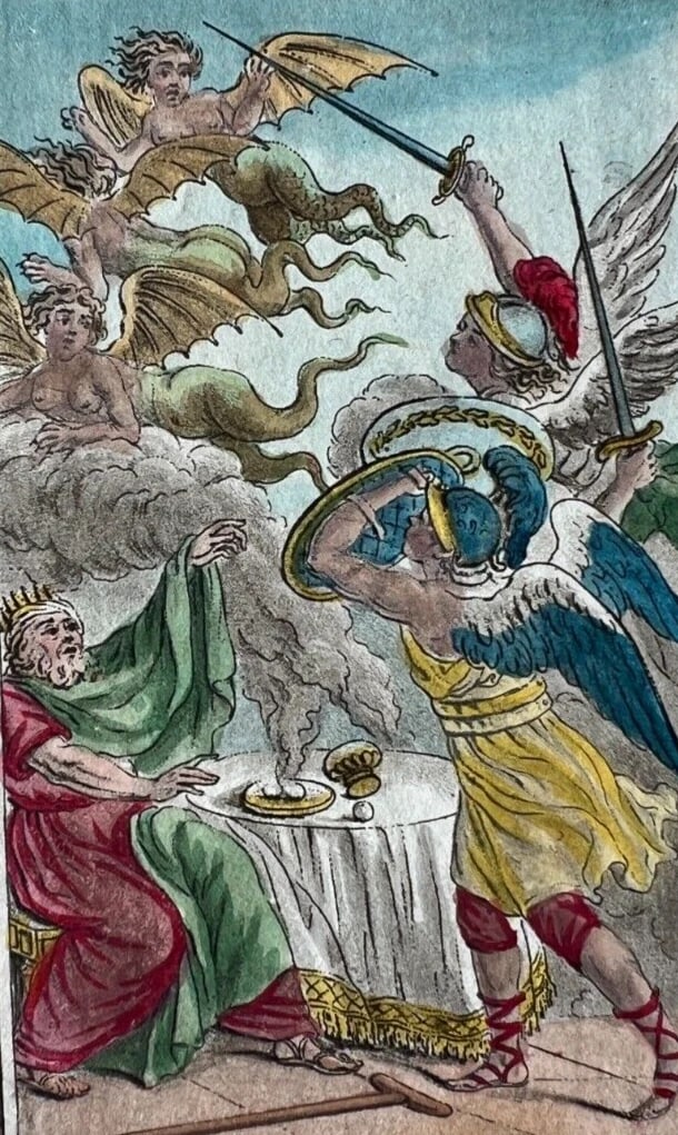 Antique Etching Jean-Marie Mixelle ‎ La Mythologie 1793 x6: Title: Antique Etching Jean-Marie Mixelle ‎ La Mythologie 1793 x6Description: Engraving on paper 12 x 8 cm stains, folds Reserve: $150.00 Shipping:Domestic: Flat-rate of $25.00 to anywhere