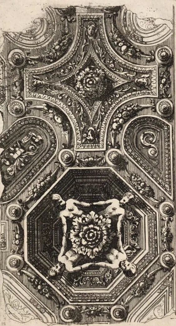 Antique Original Etching Jean MAROT Mariette Ceilings x12 Etchings: Title: Antique Original Etching Jean MAROT Mariette Ceilings x12 Etchings Description: Engraving on paper 20 x 32 cm / 7.87 x 12.59 inches stains, folds Reserve: $500.00 Shipping: Domestic: Flat-rat