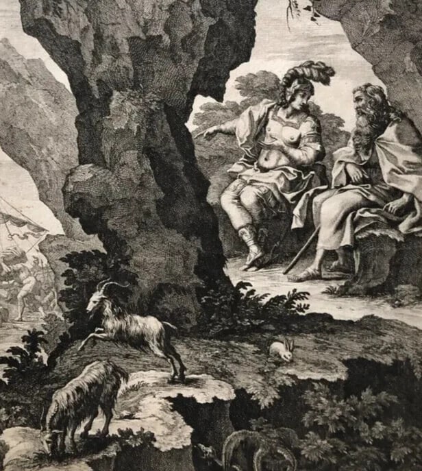 Antique Original Etching François CHAUVEAU (1613-1676) Bible, Goats: Title: Antique Original Etching François CHAUVEAU (1613-1676) Bible, GoatsDescription: Etching on paper 26 x 19.5 cm / 10.23 x 7.67 inches stains, stick to paper Reserve: $80.00 