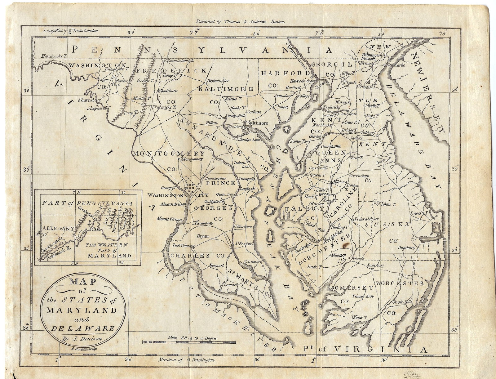1797 Morse Map of Maryland and Delaware -- Map of the States of Maryland and Delaware: Title:1797 Morse Map of Maryland and Delaware -- Map of the States of Maryland and Delaware Cartographer:J Morse Year/Place:1796, Boston Map Dimension (in.):7.5 X 9.5 in. Description:This is excellent