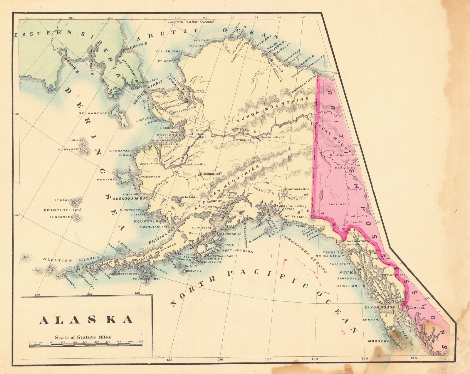 Alaska: Publication Date:1883Title:AlaskaCartographer:CRAM, GEORGE F.Publisher:Brief Description:Prior to the time when there were any railroads in Alaska. From a smaller format Cram illustrated family