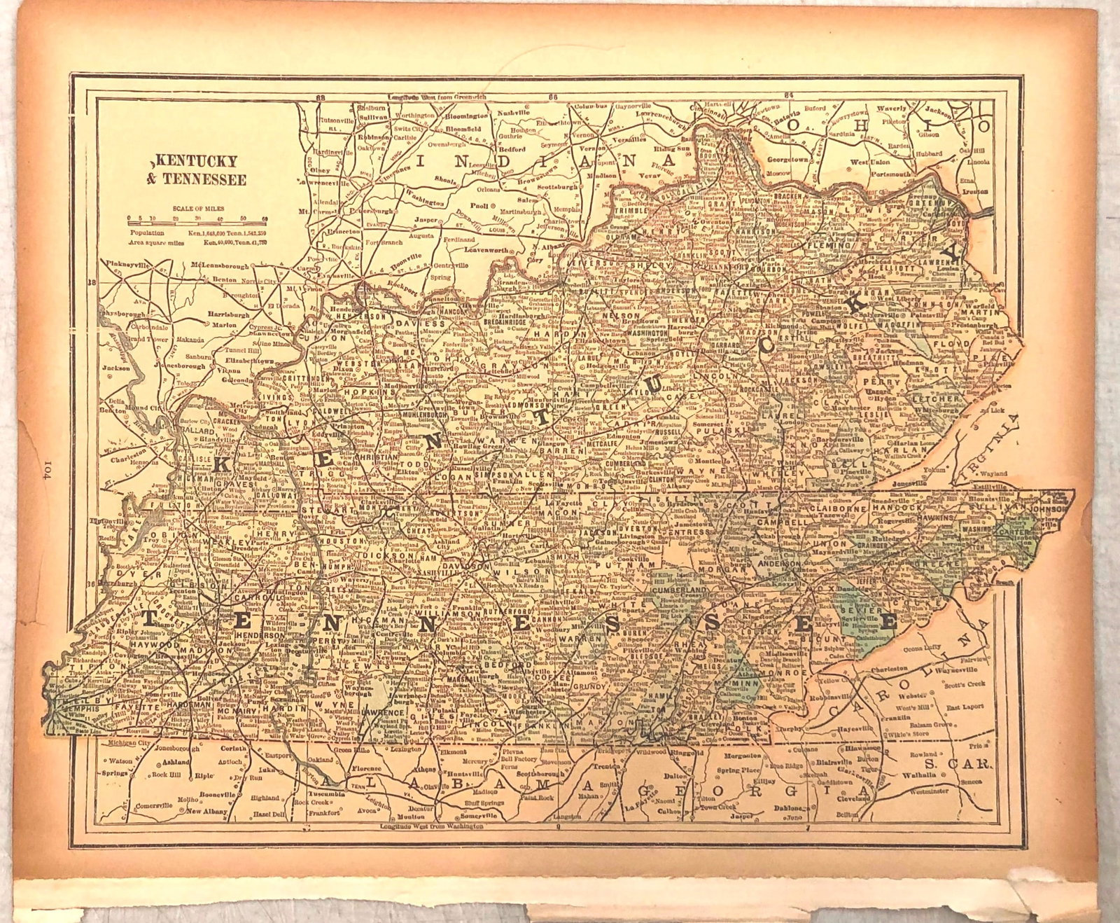 1893 Cram Map of Texas [verso] Kentucky and Tennessee [verso] New Orleans - 2