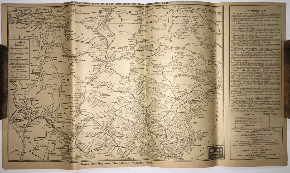 Boston and Maine Railroad. Enjoy New England the All-Year Vacation Land... [Time Tables] (Form 1) - 3