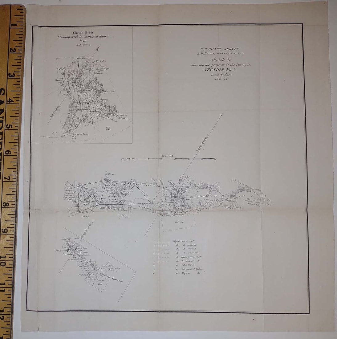 Sketch E Showing the Progress of Section No.V ... 1847-51: Publication Date:1853Title:Sketch E Showing the Progress of Section No.V ... 1847-51Cartographer:U.S. COAST SURVEYPublisher:U.S. COAST SURVEYBrief Description:Inset: Sketch E bis showing work in