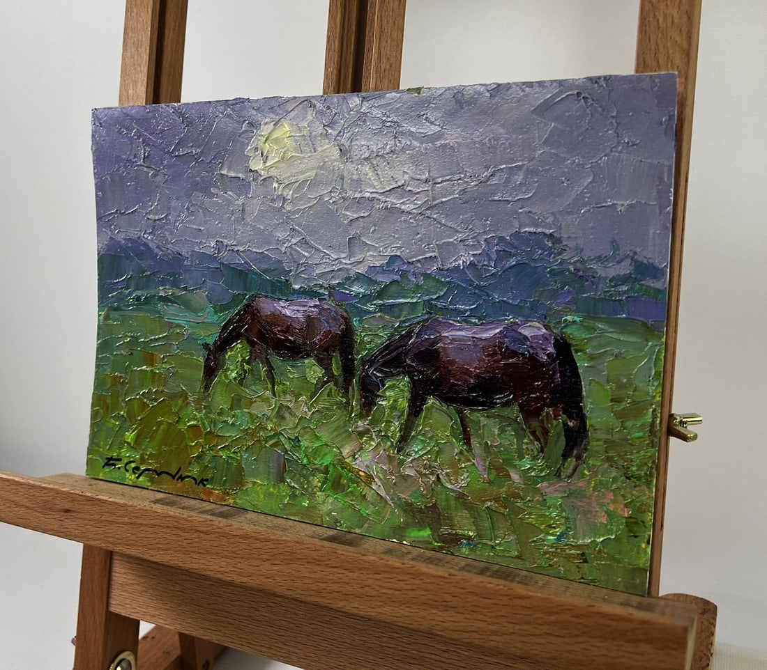Oil painting Horses grazing peacefully Boris Serdyuk - 2