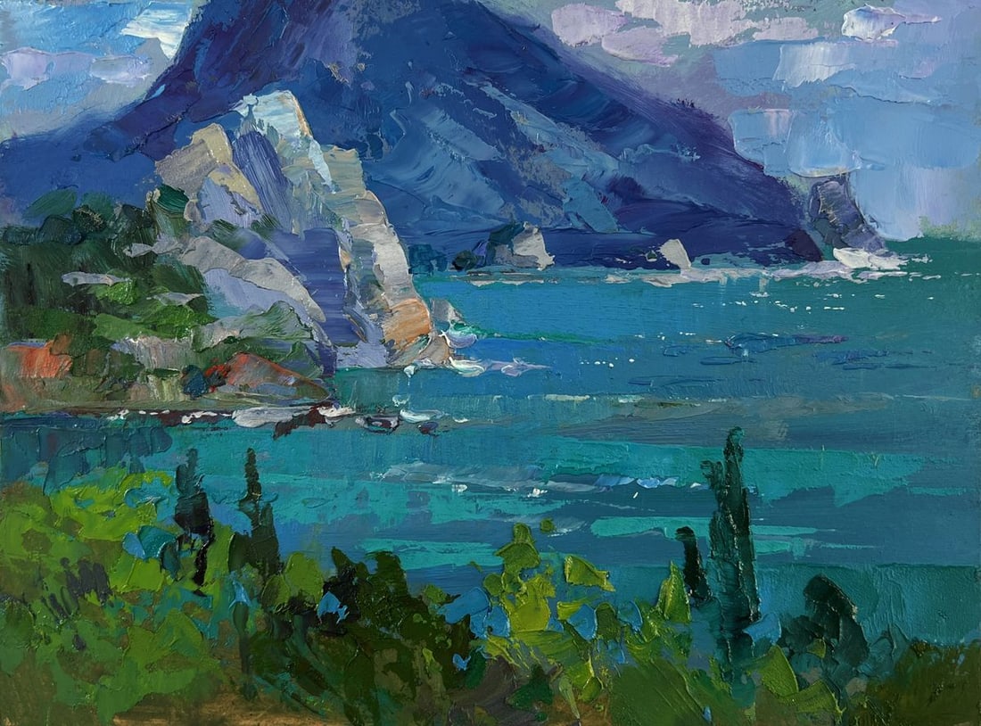 Oil painting The fusion of sea and mountains Yuriy Suprunchuk - 3