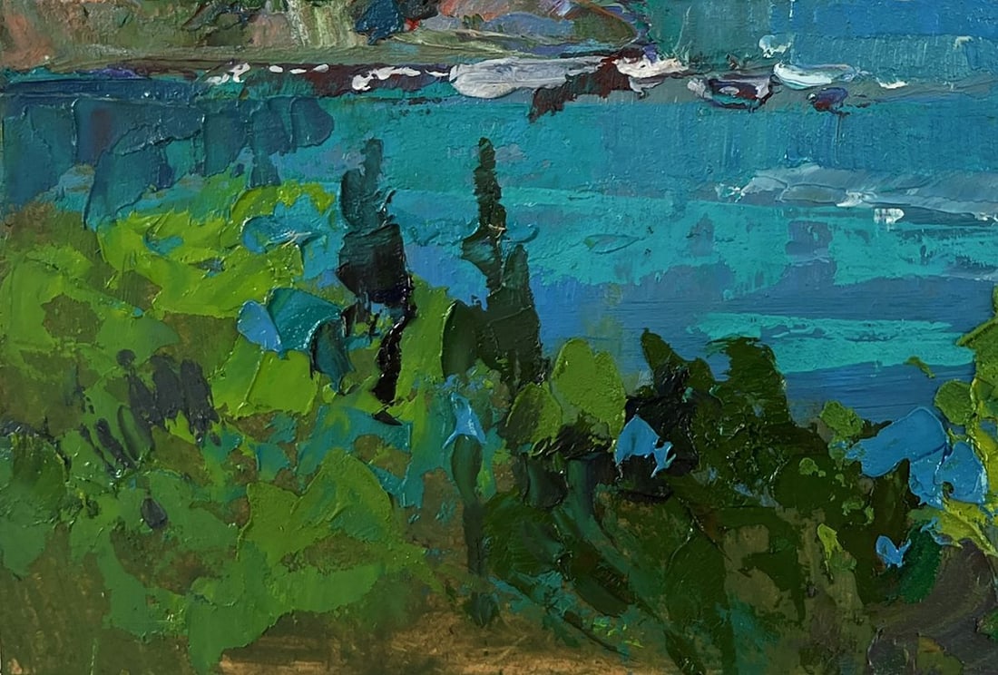 Oil painting The fusion of sea and mountains Yuriy Suprunchuk - 5