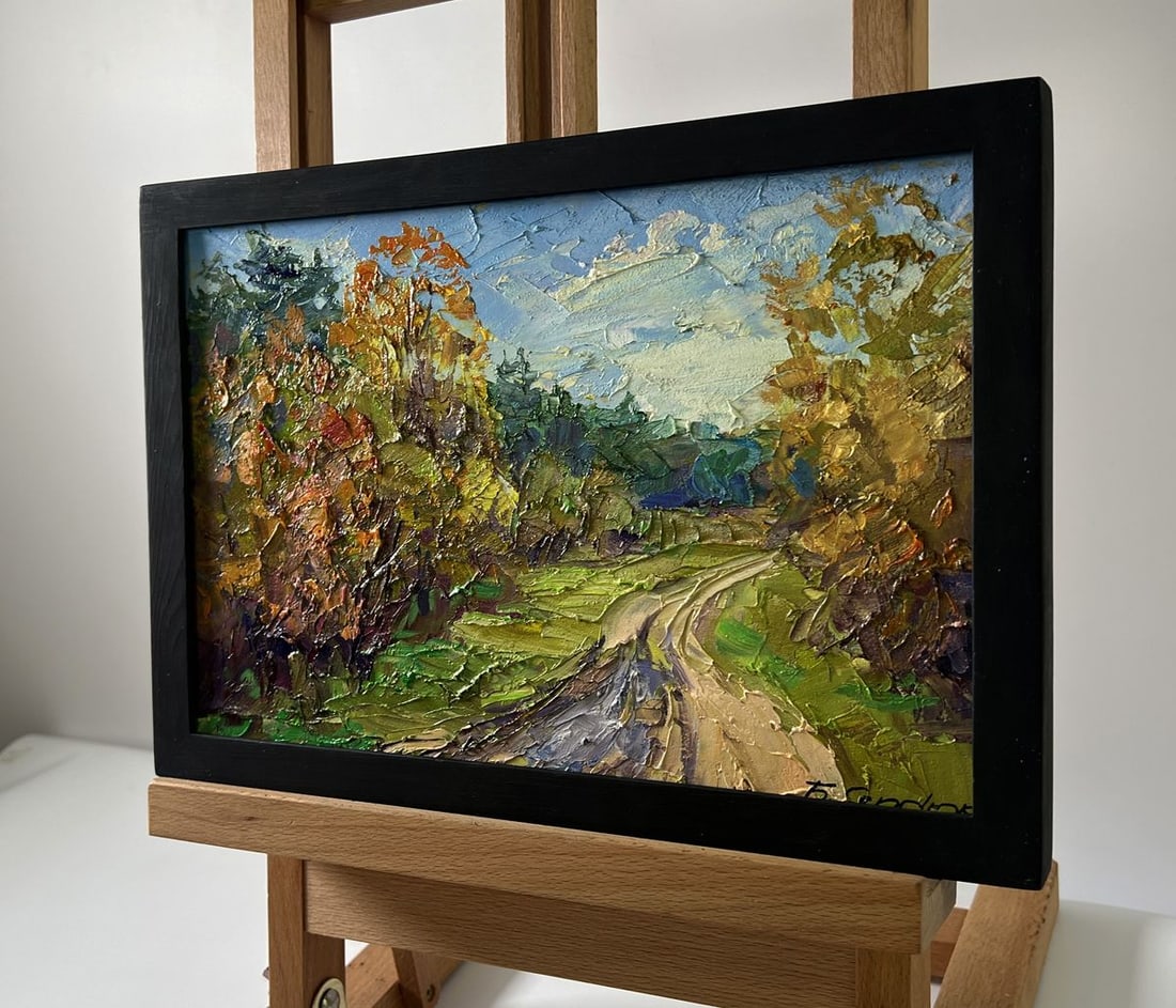 Oil painting Road through the autumn forest Boris Serdyuk - 2