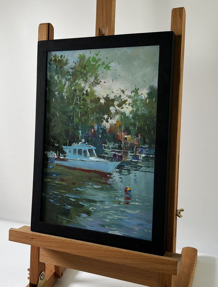 Oil painting Boats on the river Yuriy Suprunchuk - 2