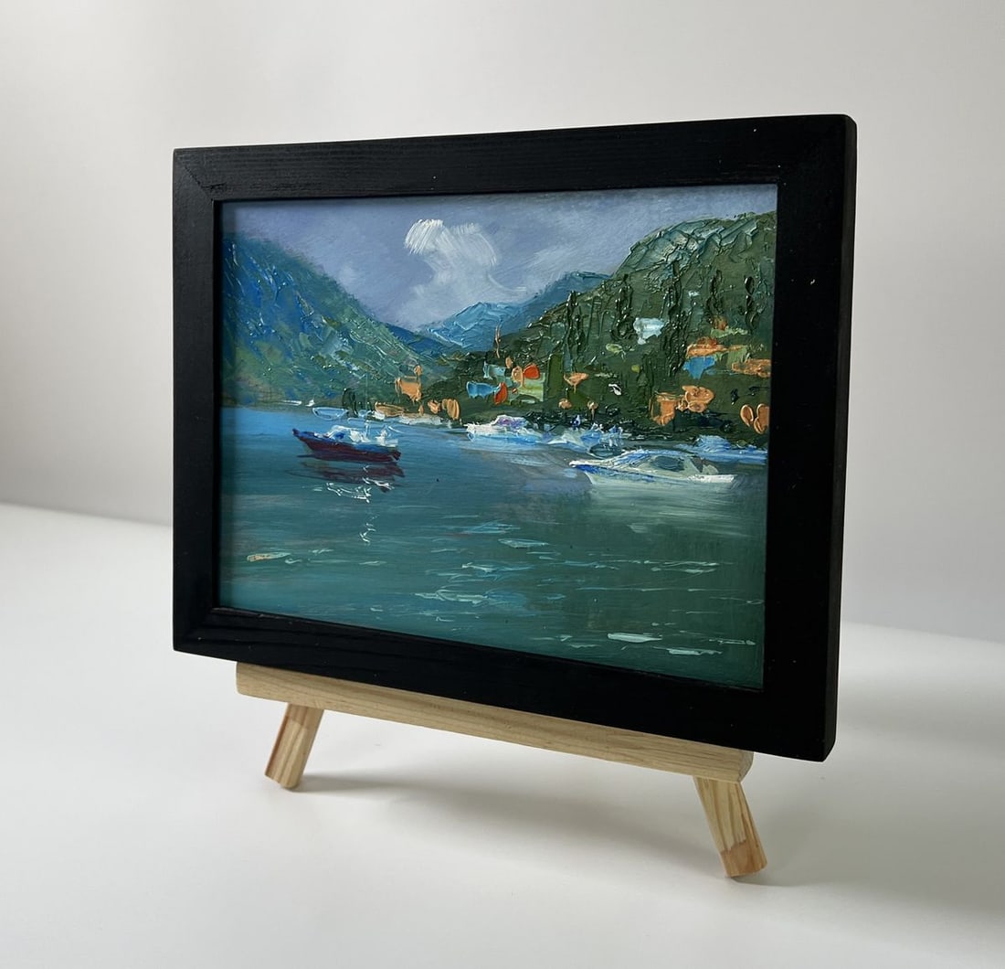 Oil painting Boats near the mountains Yuriy Suprunchuk - 2