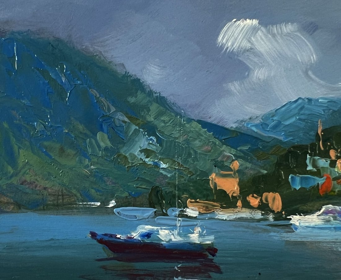 Oil painting Boats near the mountains Yuriy Suprunchuk - 7