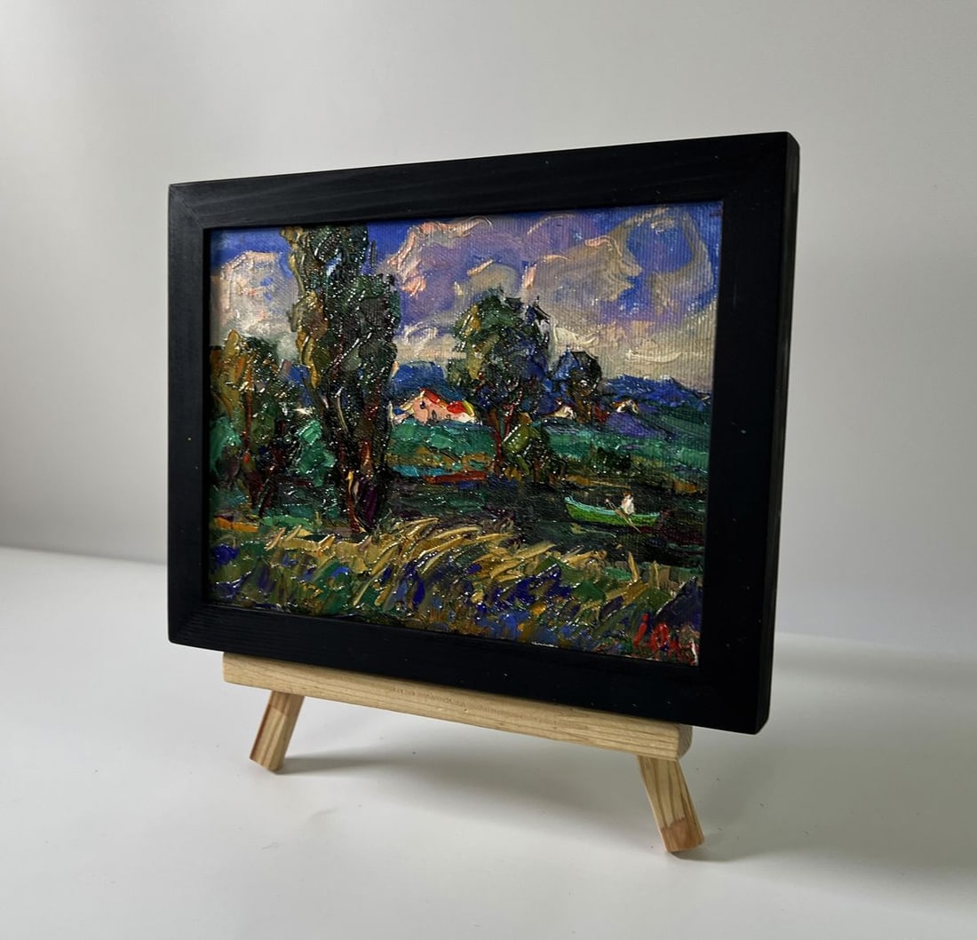 Oil painting Rain is coming to the village Oksana Ivanyuk - 2