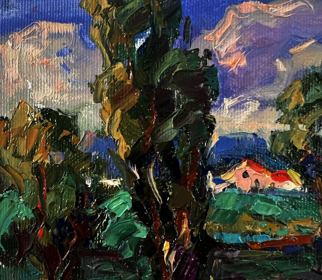 Oil painting Rain is coming to the village Oksana Ivanyuk - 7