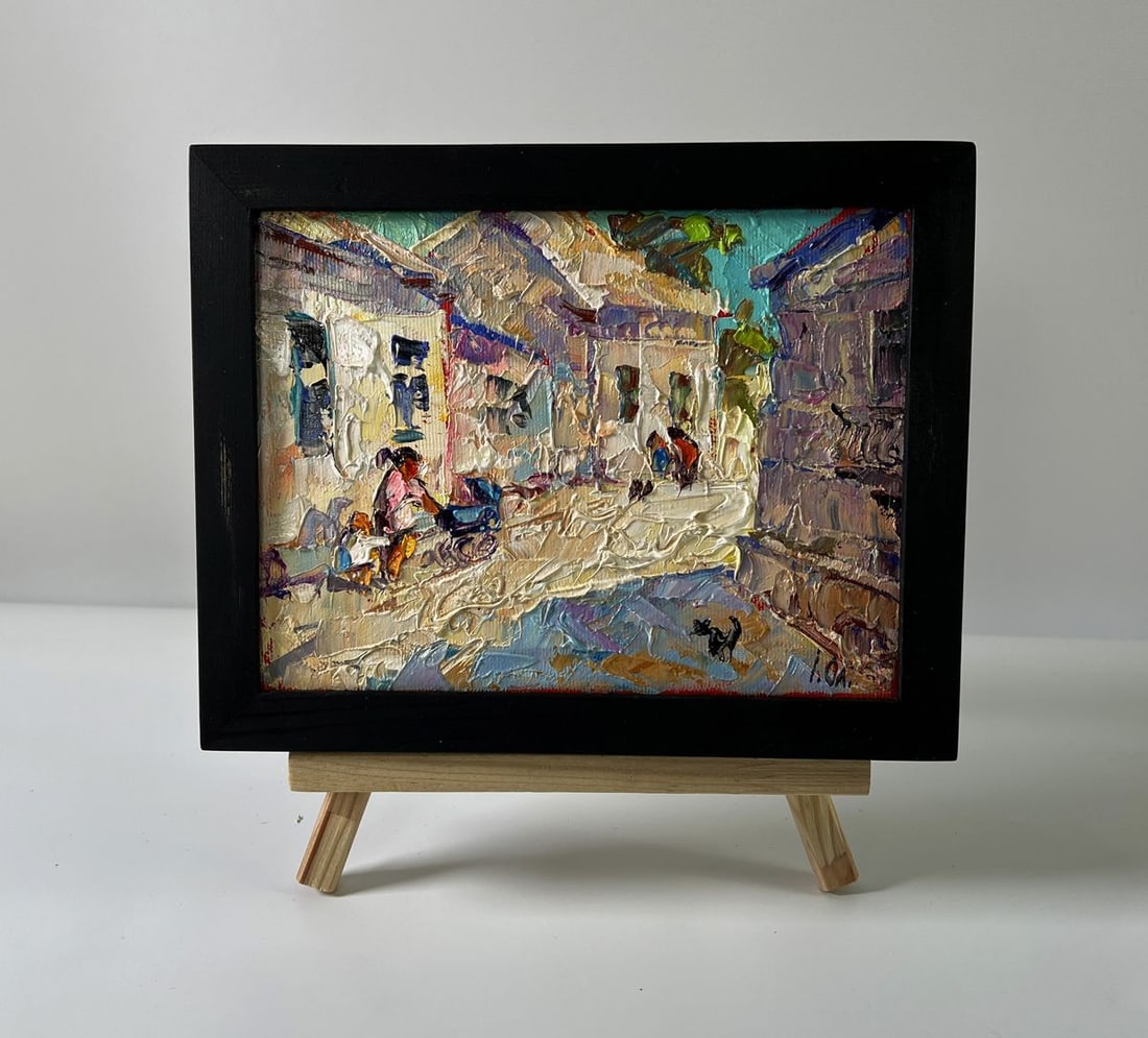 Oil painting Busy city street Oleksiy Ivanyuk: Title: Oil painting Busy city street Oleksiy Ivanyuk Description: NoAAA5856The Oil painting Canvas titled "Busy city street" presents a vivid and dynamic impression of urban life, where colors,