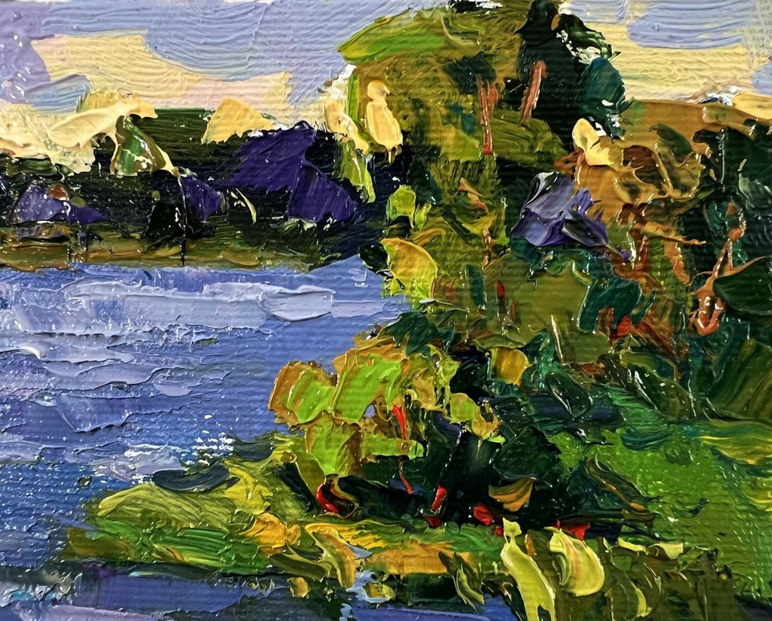 Oil painting Relaxing by the evening river Oksana Ivanyuk - 7