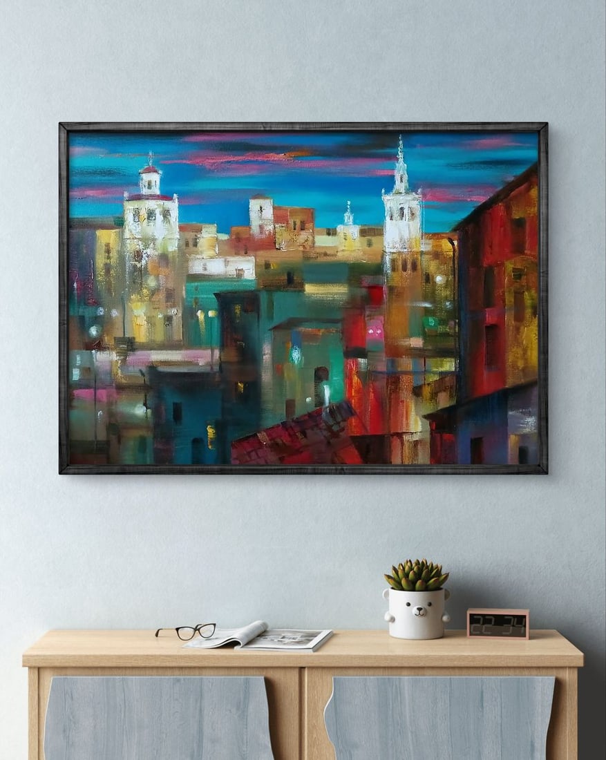 Abstract oil painting Evening city Anatoly Tarabanov - 3