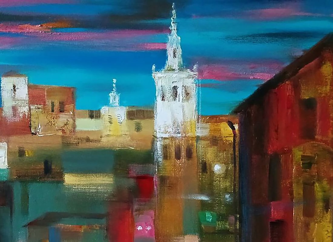 Abstract oil painting Evening city Anatoly Tarabanov - 7