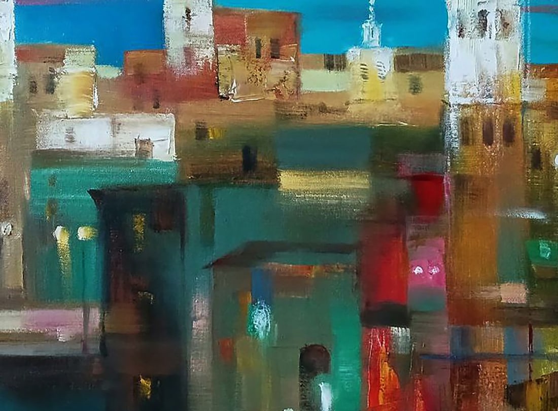 Abstract oil painting Evening city Anatoly Tarabanov - 8