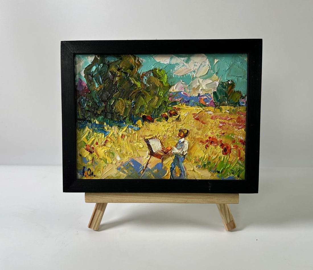Oil painting Man in nature Oleksiy Ivanyuk: Title: Oil painting Man in nature Oleksiy Ivanyuk Description: NoAAA5894Oil painting Man in nature Oleksiy Ivanyuk captures the harmony between the artist and the living landscape through expressive,