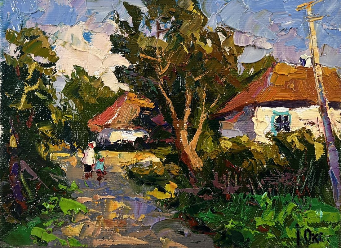 Oil painting Street in the village Oksana Ivanyuk - 3