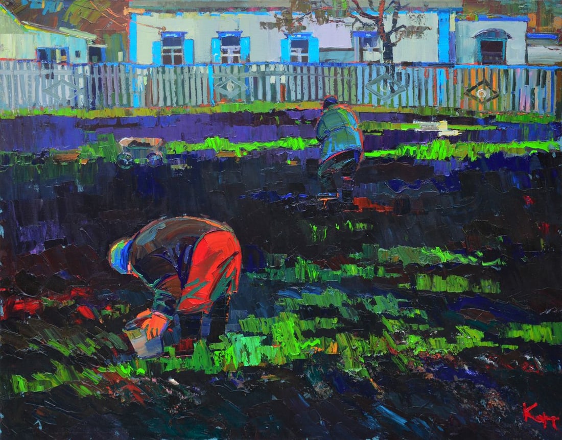 Oil painting Spring in the Village Natalia Korf-Ivaniuk: Title: Oil painting Spring in the Village Natalia Korf-Ivaniuk Description: NoKorf 2*** ABOUT THIS PAINTING **** TITLE: "Spring in the Village"* ARTISTS: Natalia Korf-Ivaniuk* SIZE: 120x150