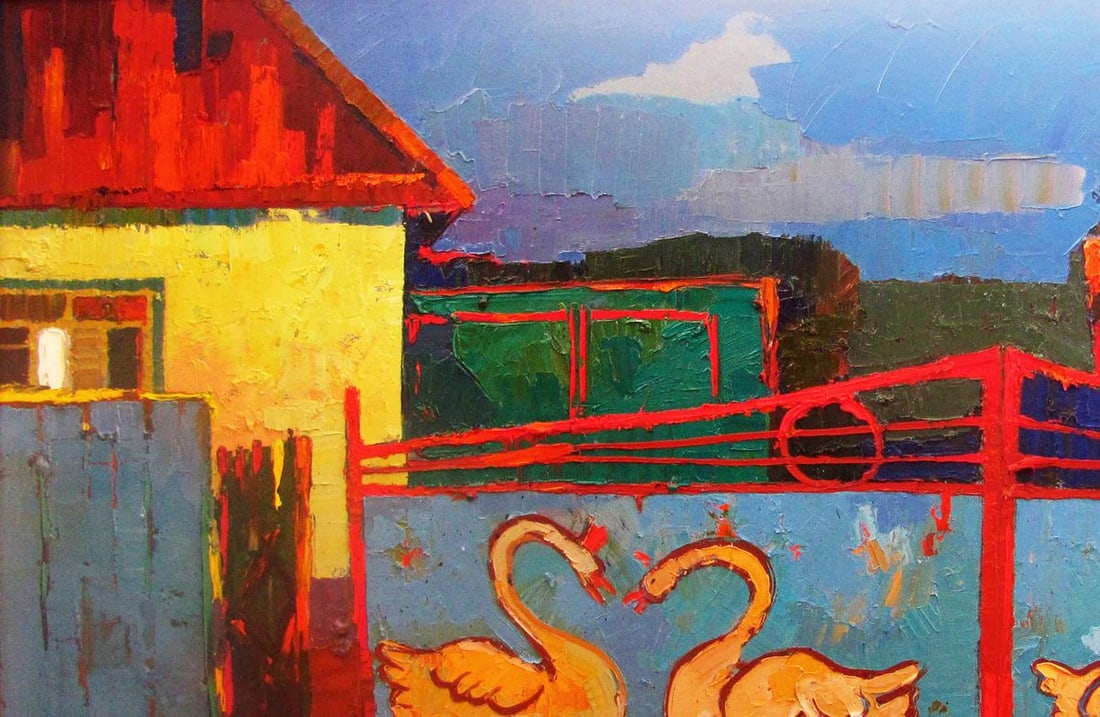 Oil painting Gates with swan patterns Natalia Korf-Ivaniuk - 2