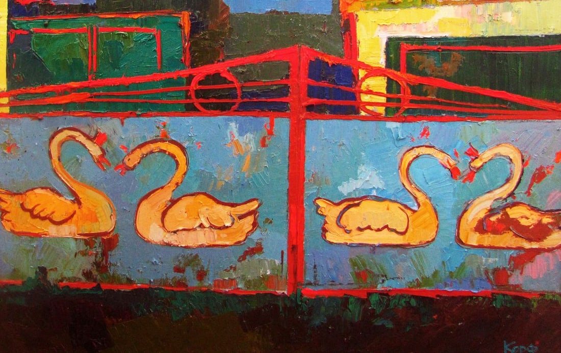 Oil painting Gates with swan patterns Natalia Korf-Ivaniuk - 5