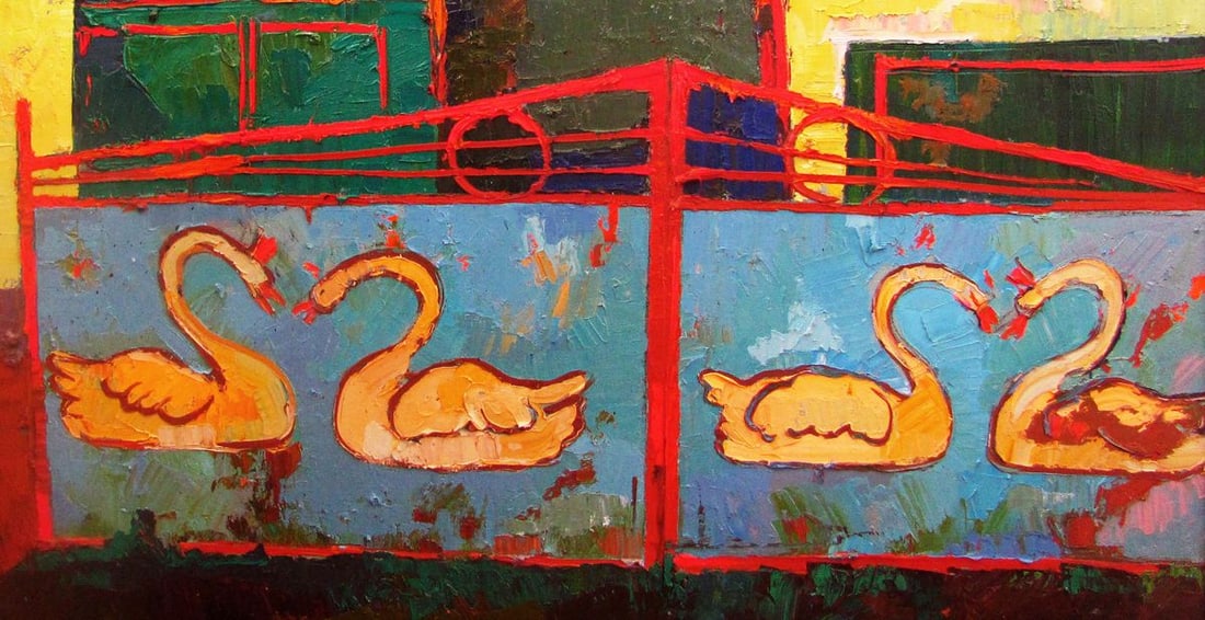 Oil painting Gates with swan patterns Natalia Korf-Ivaniuk - 7