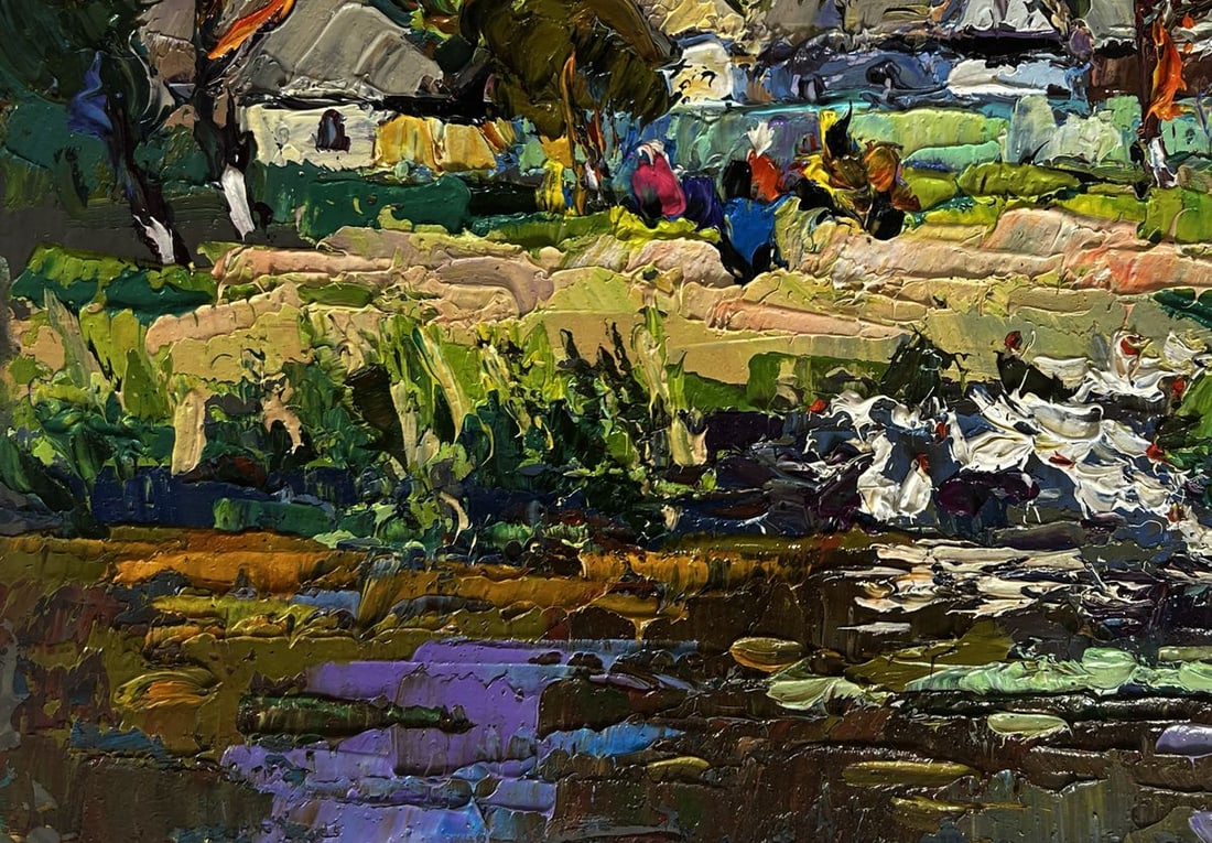 Oil painting Ducks are swimming along the river Oksana Kalenyuk - 6