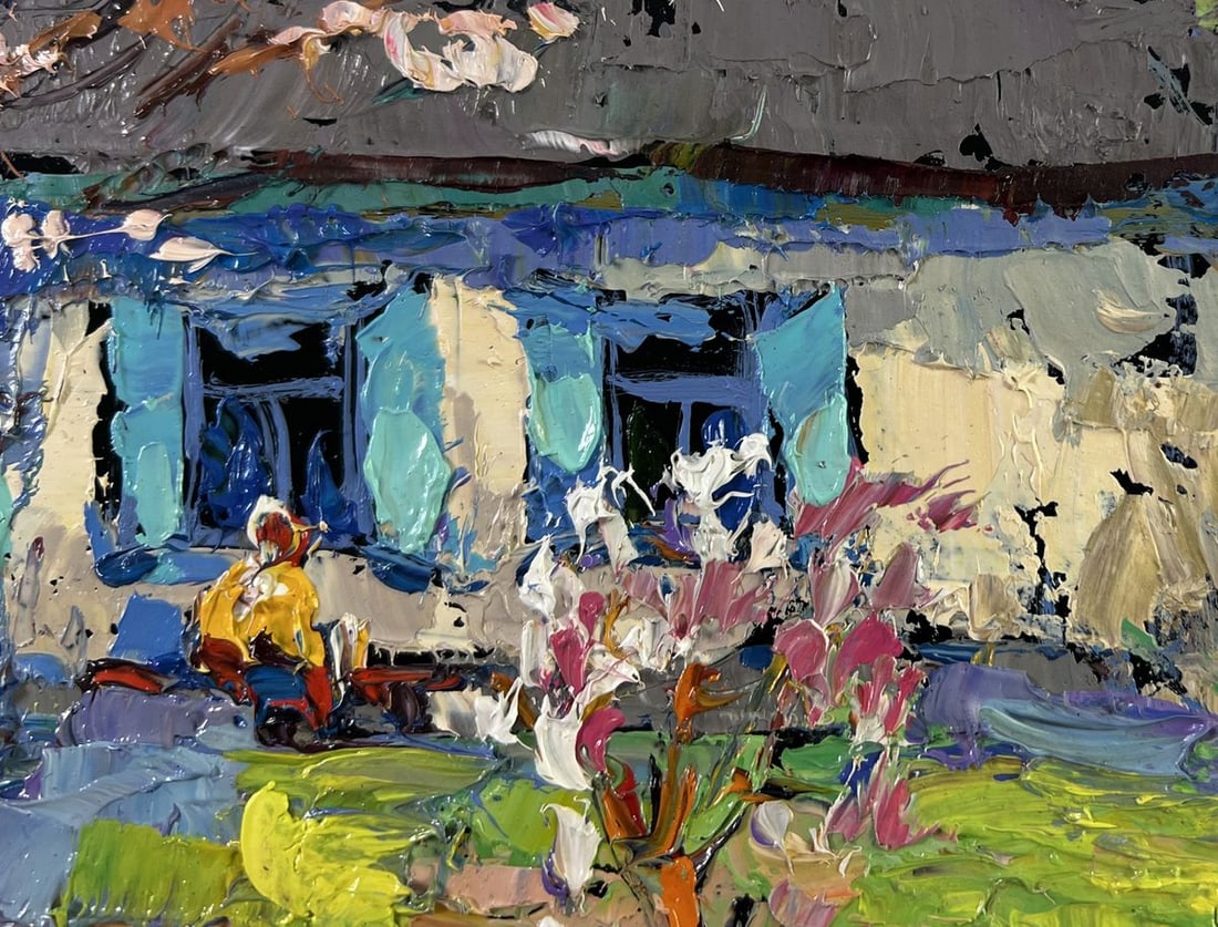 Oil painting Silence and sun in the yard Oksana Kalenyuk - 4