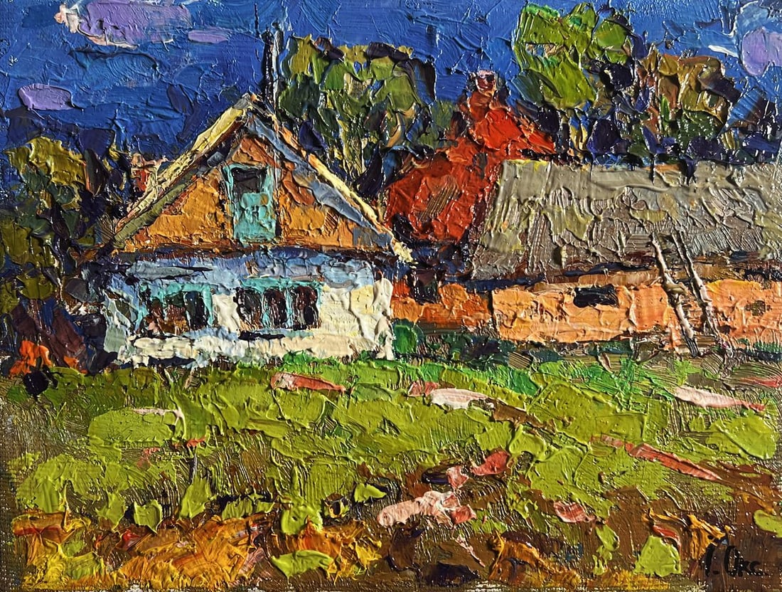 Oil painting Sunny day in the village Oksana Kalenyuk - 3